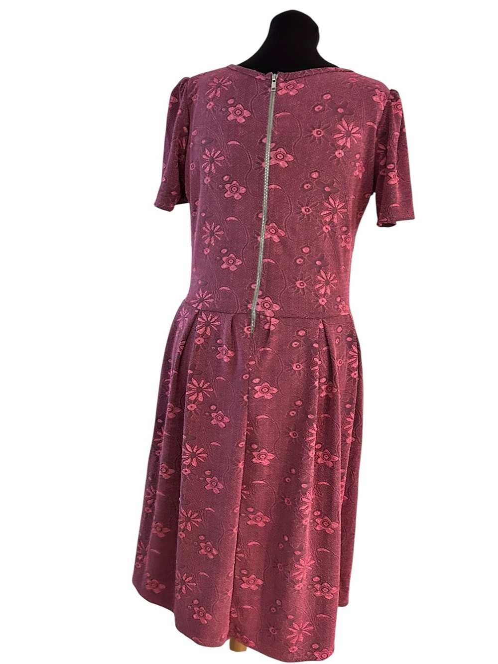 LuLaRoe Amelia Size 2 XL Womens Dress Rose Pink Raised Floral New NWT 22-24 - Picture 5 of 12